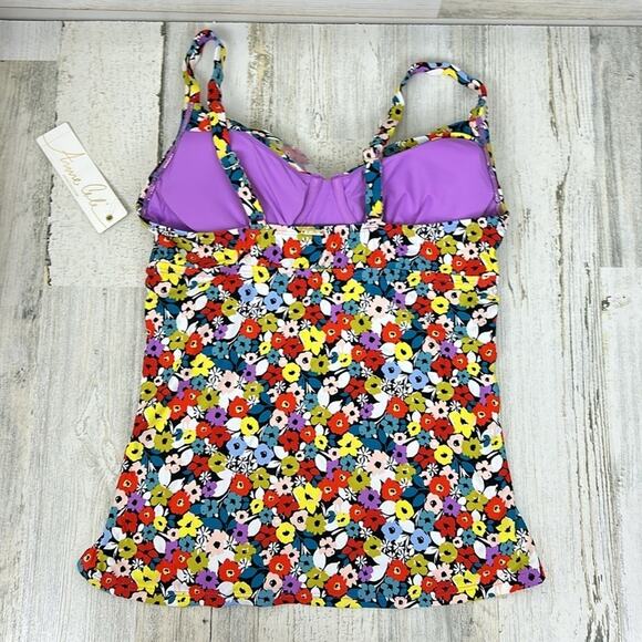 Anne Cole Womens 32C/34B floral tankini top, beach summer new - Picture 5 of 10